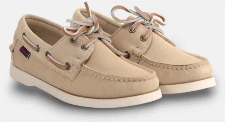 Sebago Beige Mocassins Leren Schoenen Lichtgewicht Comfort Beige Dames