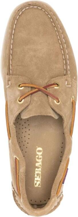 Sebago Beige Sandalen met Vetersluiting en Whipstitch Trim