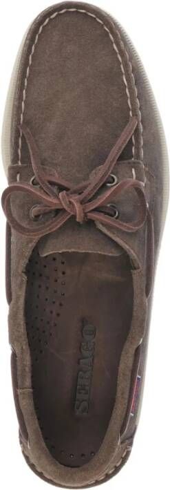 Sebago Bruine Leren Platte Schoenen