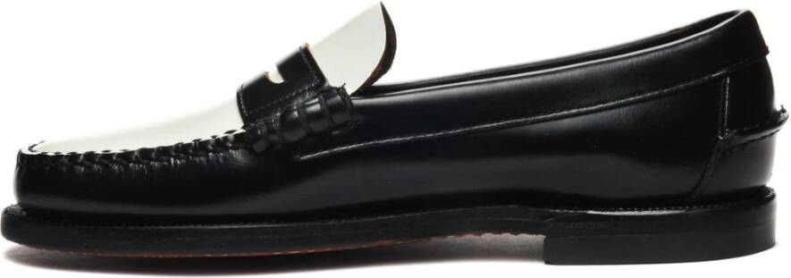 Sebago Geborsteld leren mocassin voor vrouwen Black Dames