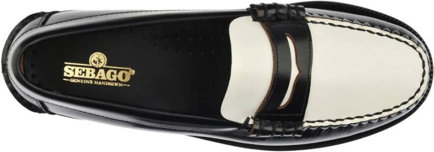 Sebago Geborsteld leren mocassin voor vrouwen Black Dames