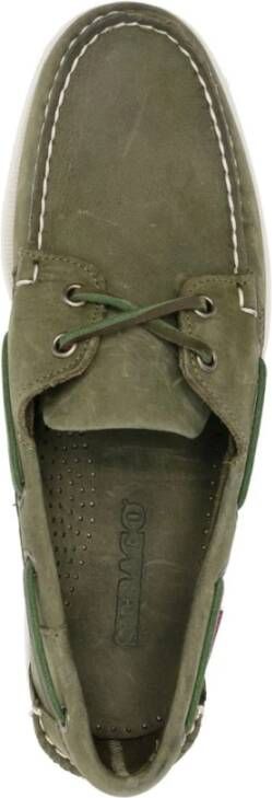 Sebago Groene platte schoenen met paneeldesign