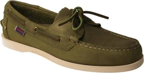 Sebago Handgemaakte Groene Leren Bootschoenen Green Heren