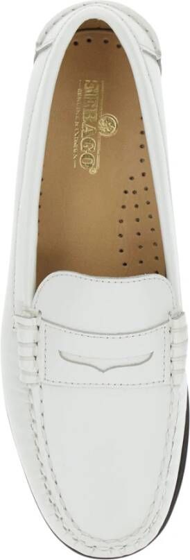 Sebago Witte Leren Loafers met Schuine Neus