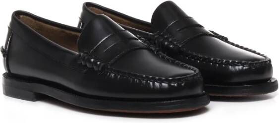 Sebago Zwarte Leren Instap Platte Schoenen Black Dames