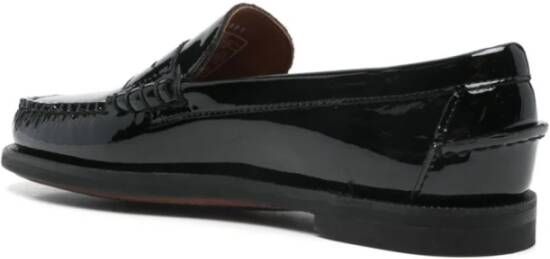 Sebago Zwarte leren instap sandalen Black Dames