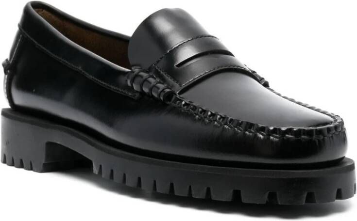 Sebago Zwarte leren instap sandalen Black Dames