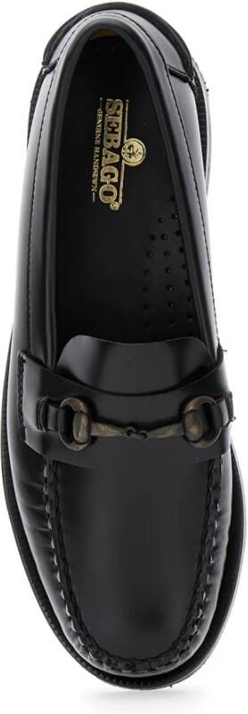 Sebago Zwarte leren loafers met Horsebit-detail