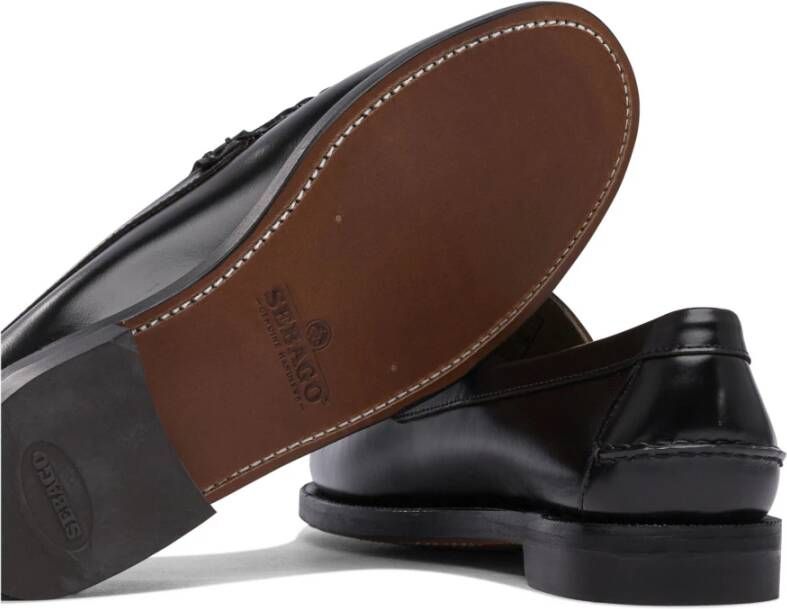 Sebago Zwarte Leren Loafers voor Mannen