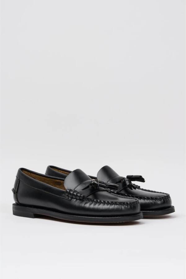 Sebago Zwarte Leren Penny Loafer Schoenen Black Dames