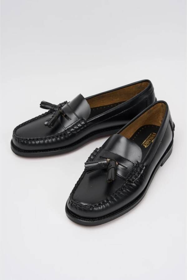 Sebago Zwarte Leren Penny Loafer Schoenen Black Dames