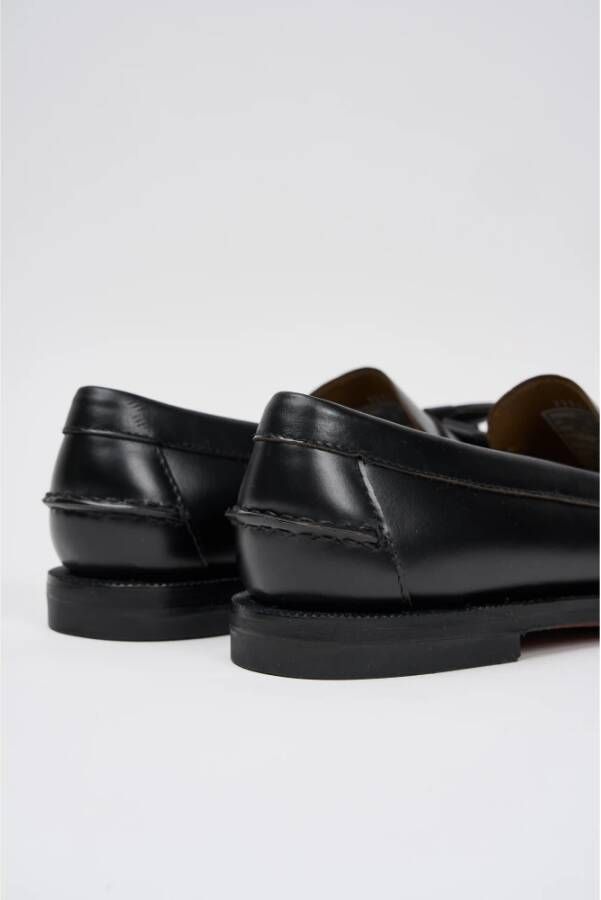 Sebago Zwarte Leren Penny Loafer Schoenen Black Dames