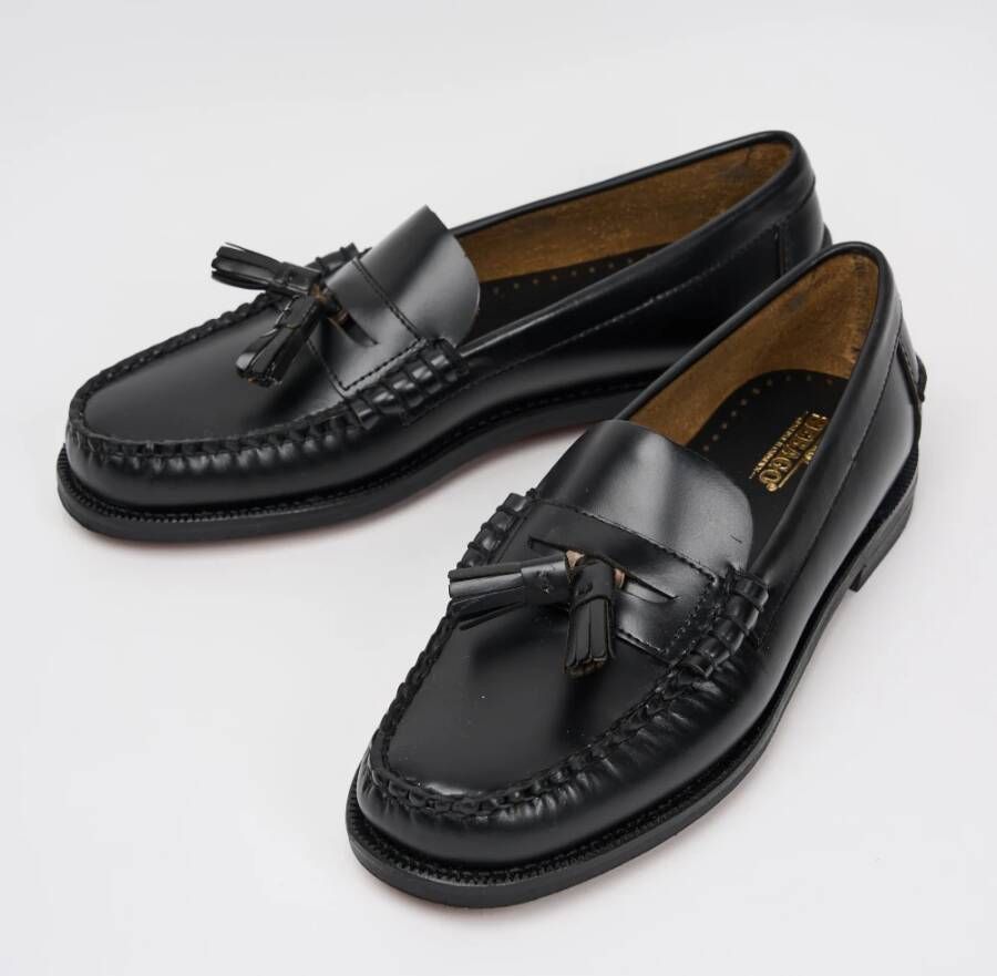 Sebago Zwarte Leren Penny Loafer Schoenen Black Dames