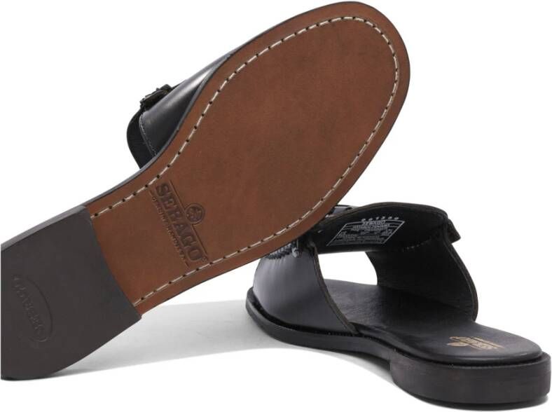 Sebago Zwarte Leren Stijlvolle Sandalen voor Vrouwen