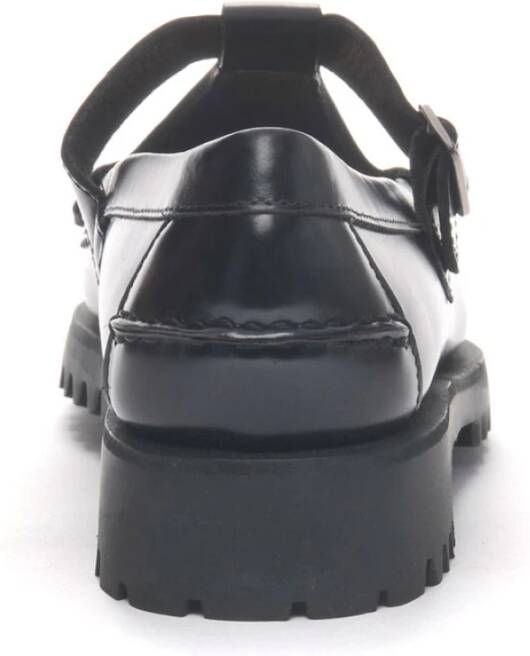 Sebago Zwarte platte schoenen Georgina Lug Black Dames
