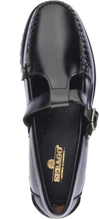 Sebago Zwarte platte schoenen Georgina Lug Black Dames