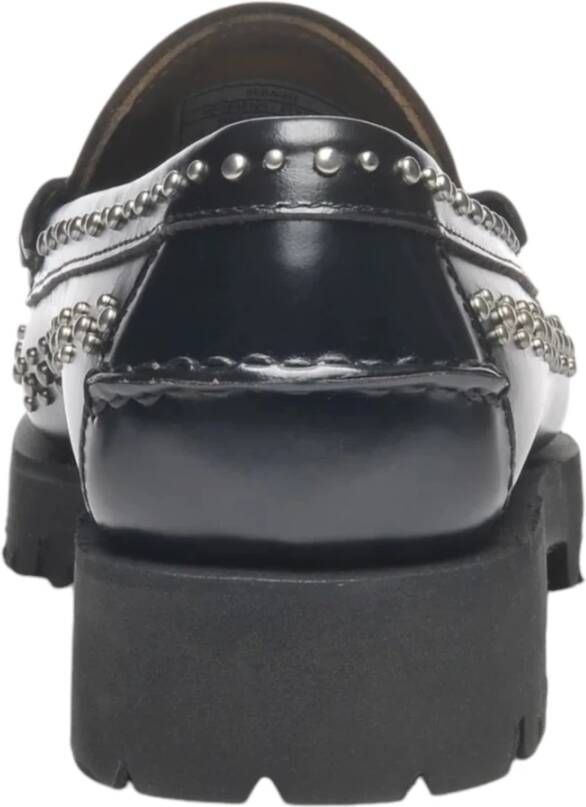 Sebago Zwarte Platte Studs Mocassino Schoenen Black Dames