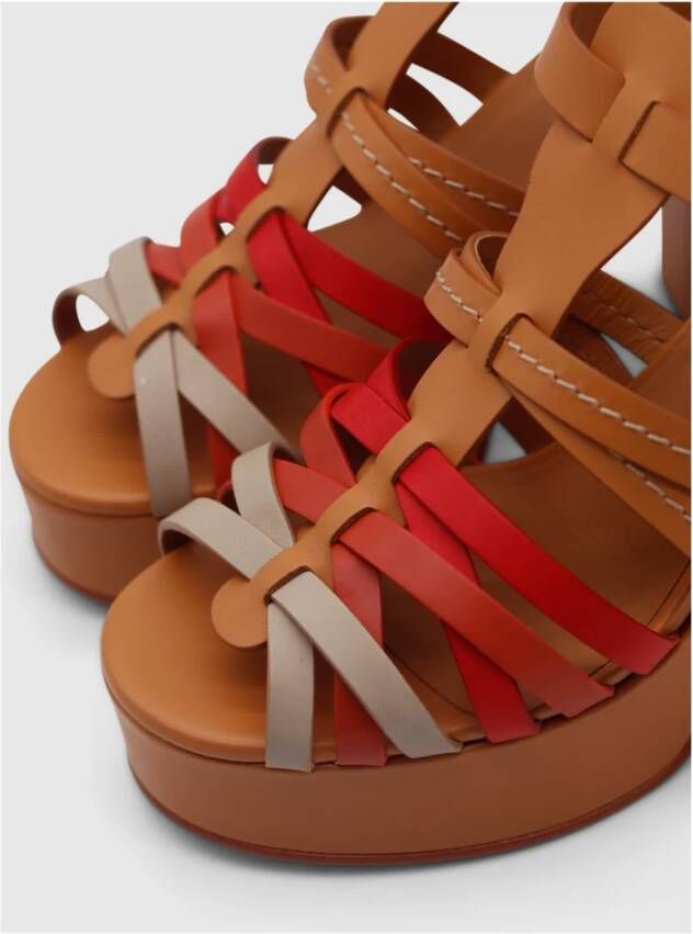 See by Chloé Multicolor Leren Hoge Hak Sandalen Bruin Dames