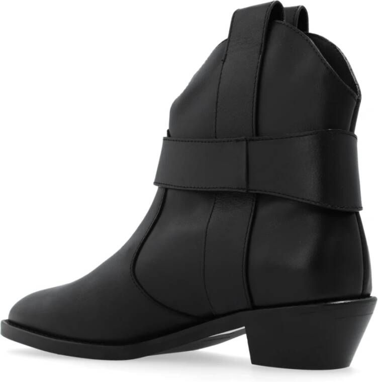 See by Chloé Leren enkellaarzen Black Dames