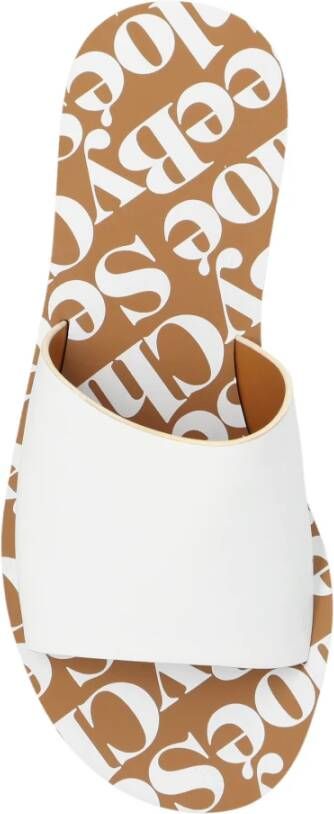 See by Chloé Leren slippers met logo White Dames