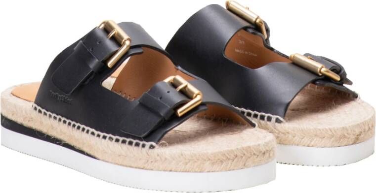 See by Chloé Glyn 2 Boucle Sliders Zwart Leer Zwart Dames