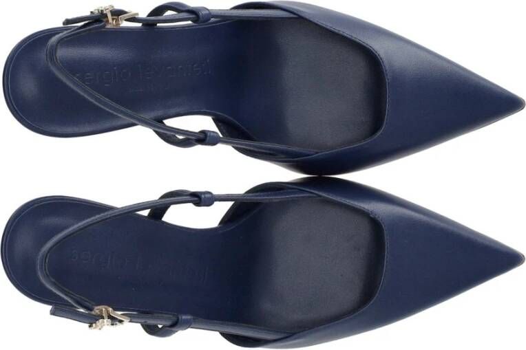 Sergio Levantesi Blauwe leren slingback pump