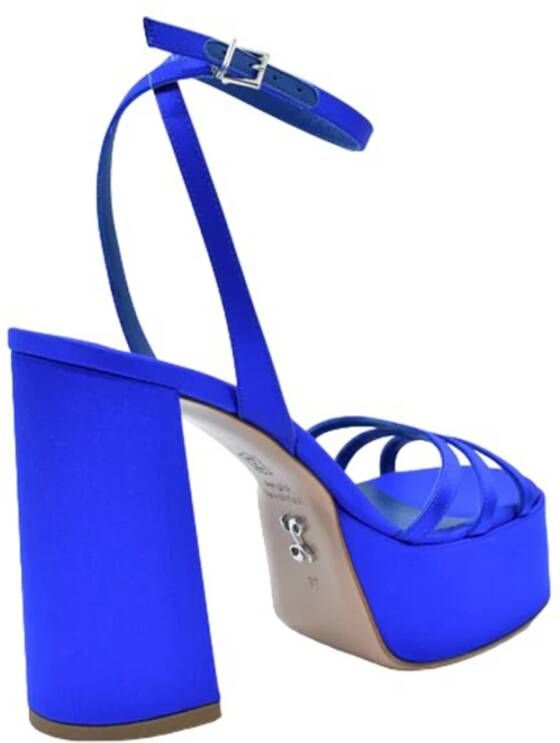 Sergio Levantesi Blauwe Zijden Plateau Sandalen