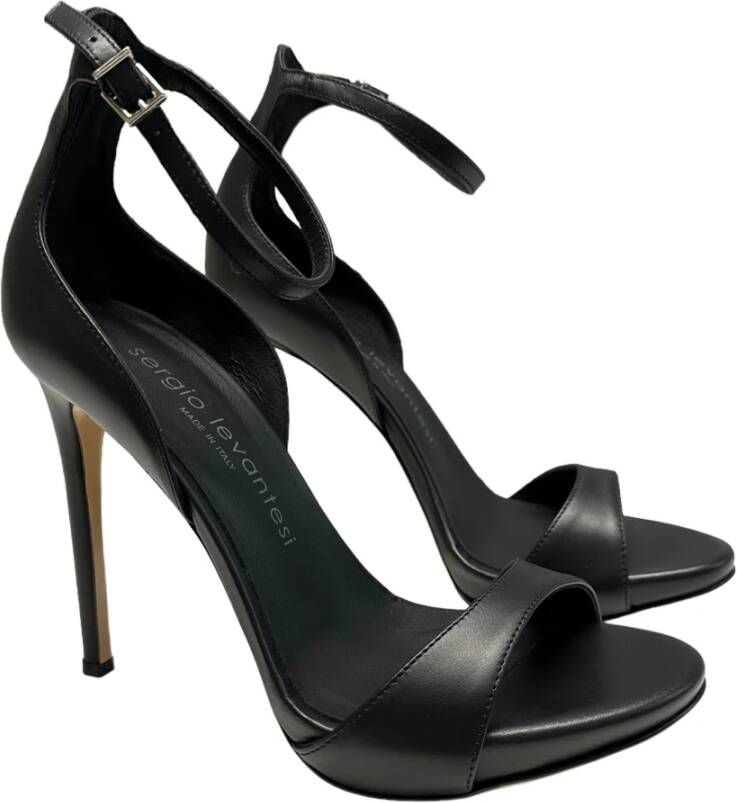 Sergio Levantesi Enkelband Leren Sandalen Black Dames