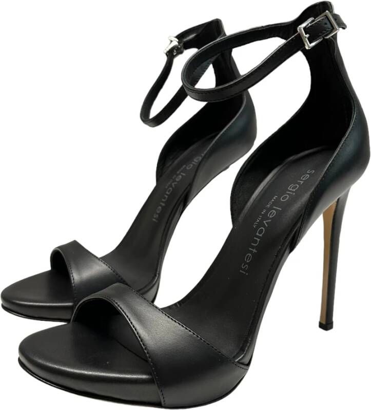 Sergio Levantesi Enkelband Leren Sandalen Black Dames