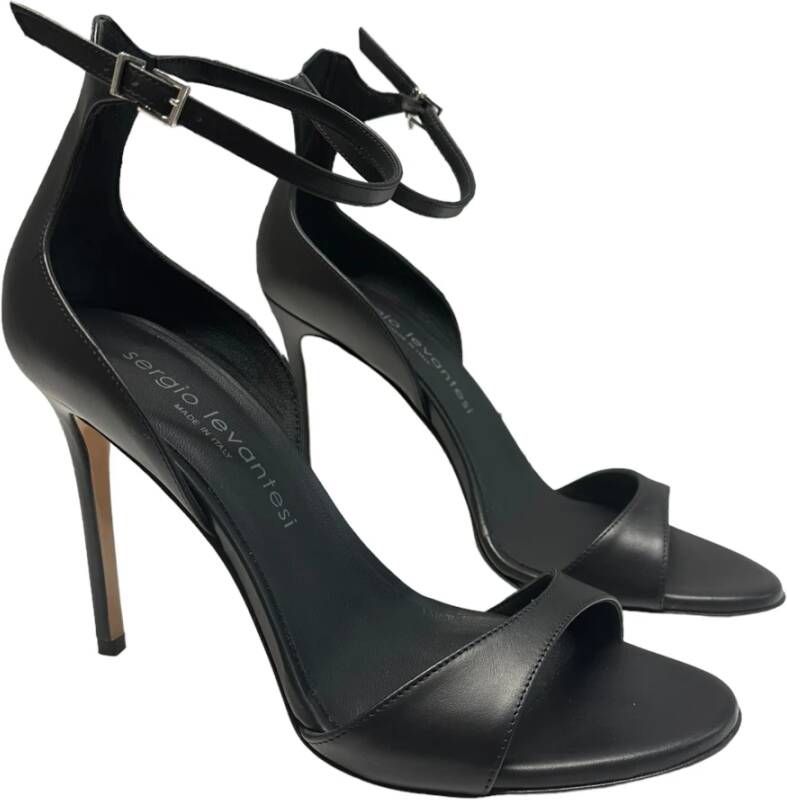 Sergio Levantesi Enkelband Polyester Sandalen 11cm Hak Black Dames
