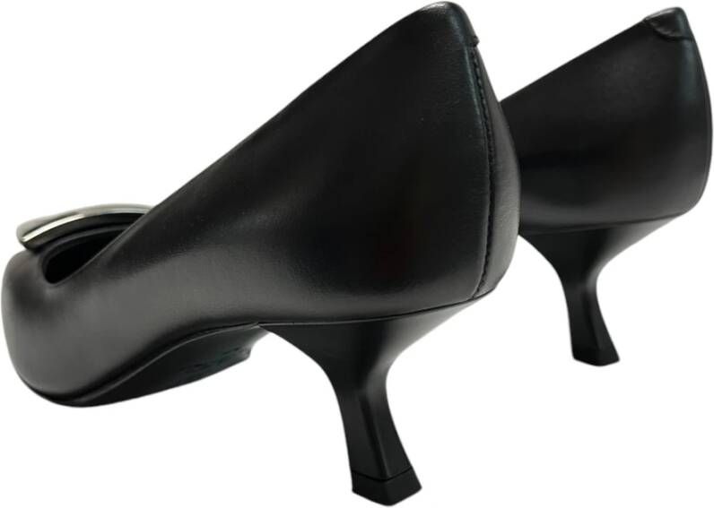 Sergio Levantesi Leren pumps met hoge hak en zilveren accent Black Dames