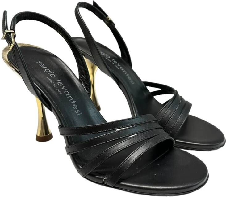 Sergio Levantesi Polyester Sandalen Leer 10cm Hak Black Dames