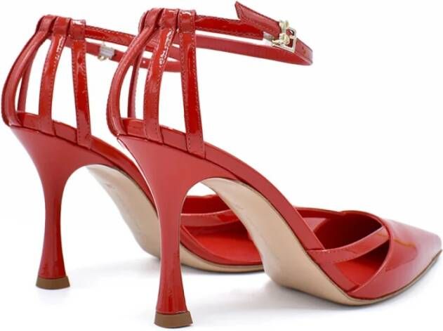 Sergio Levantesi Rode lakleren slingback hakken