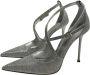 Sergio Levantesi Zilveren stoffen hoge hakken met enkelband Gray Dames - Thumbnail 2