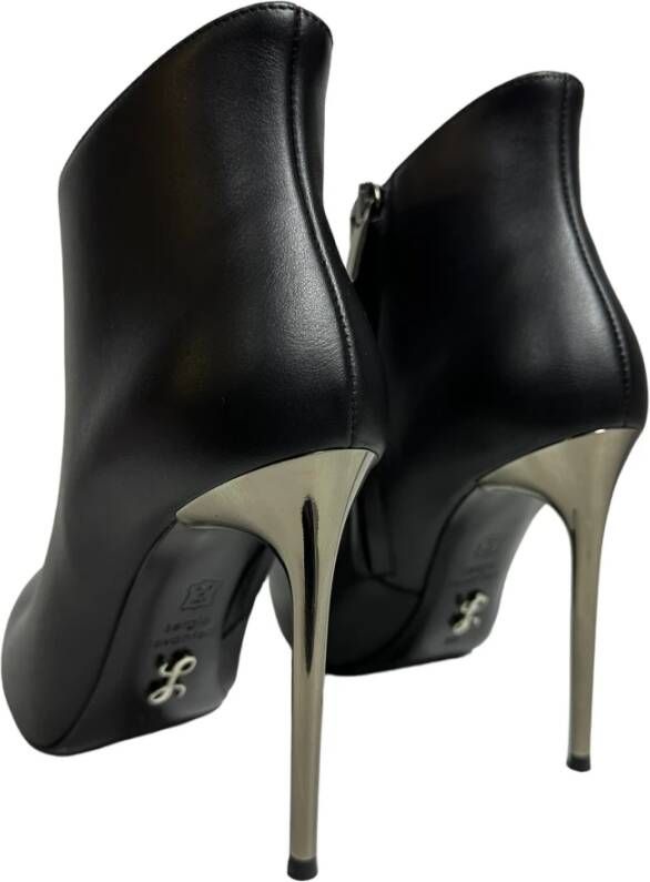 Sergio Levantesi Zwarte leren enkellaarsjes met rits Black Dames