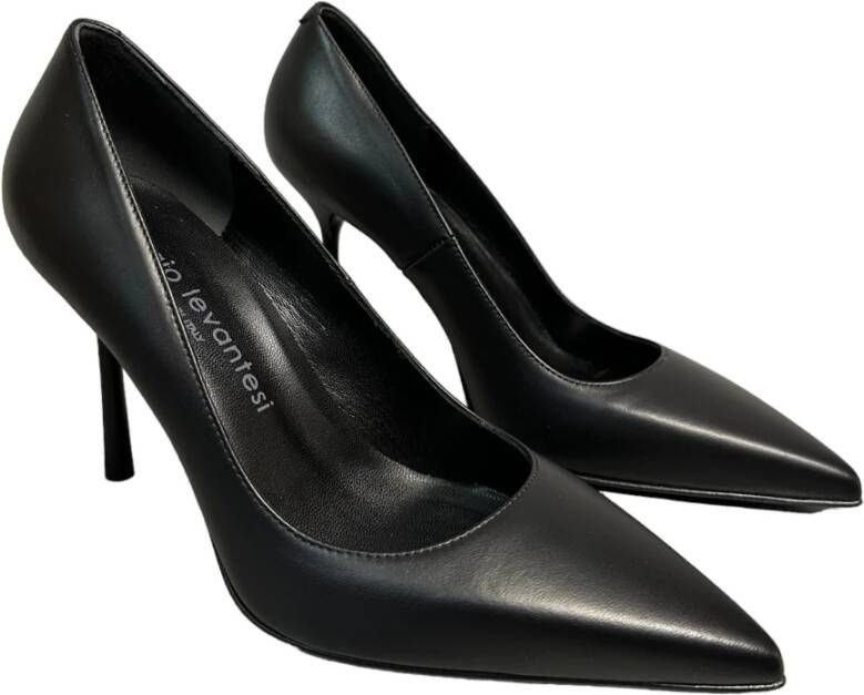 Sergio Levantesi Zwarte leren hoge hakken pumps Black Dames