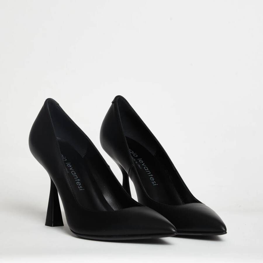 Sergio Levantesi Zwarte Leren Kira Pumps 7 cm Hak Zwart Dames