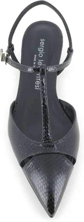 Sergio Levantesi Zwarte Python Leren T-Strap Ballerina's