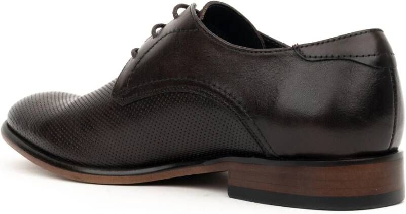 Sergio Moretti Bruin Leren Formele Platte Schoenen