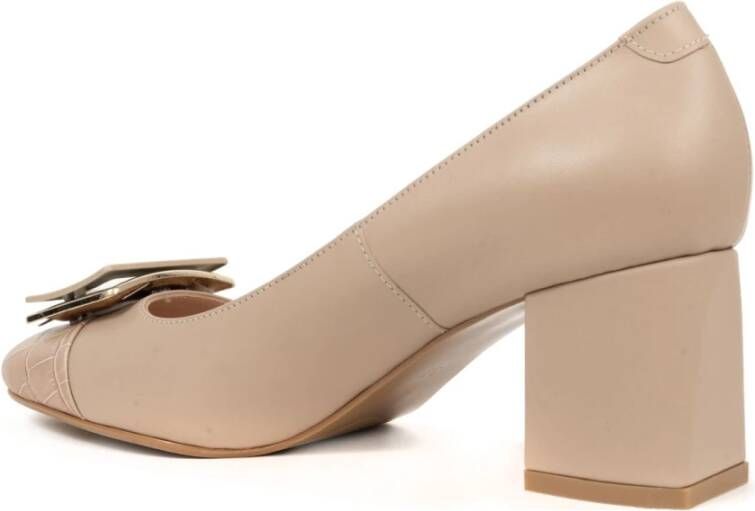 Sergio Moretti Klassieke Beige Mid Heel Pumps