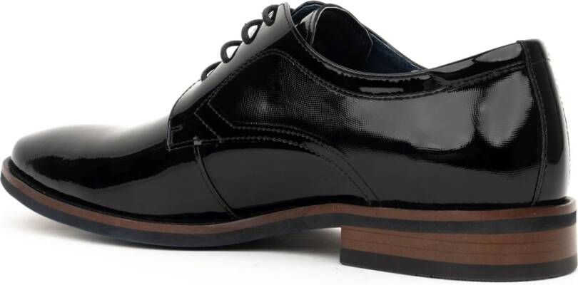 Sergio Moretti Zwarte Leren Formele Platte Schoenen