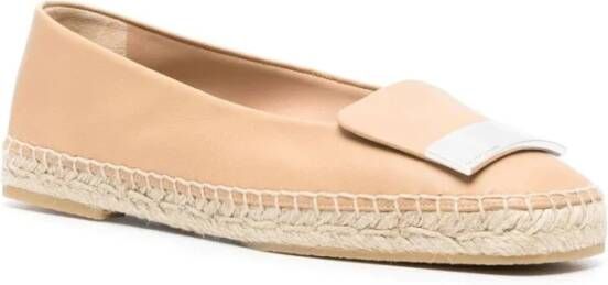 Sergio Rossi Elegante Beige Leren Ballerina's Mid Heels Beige Dames