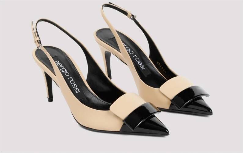 Sergio Rossi Beige Leren Slingback Stiletto Pumps Beige Dames