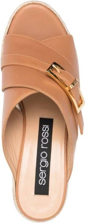 Sergio Rossi Bruin Leren Kruisband Sandalen