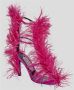 Sergio Rossi Dragon Fruit Satijn Veer Sandalen Pink Dames - Thumbnail 2
