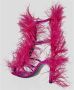 Sergio Rossi Dragon Fruit Satijn Veer Sandalen Pink Dames - Thumbnail 3