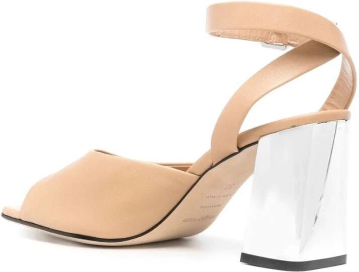 Sergio Rossi Elegante Beige Leren Sandalen Beige Dames