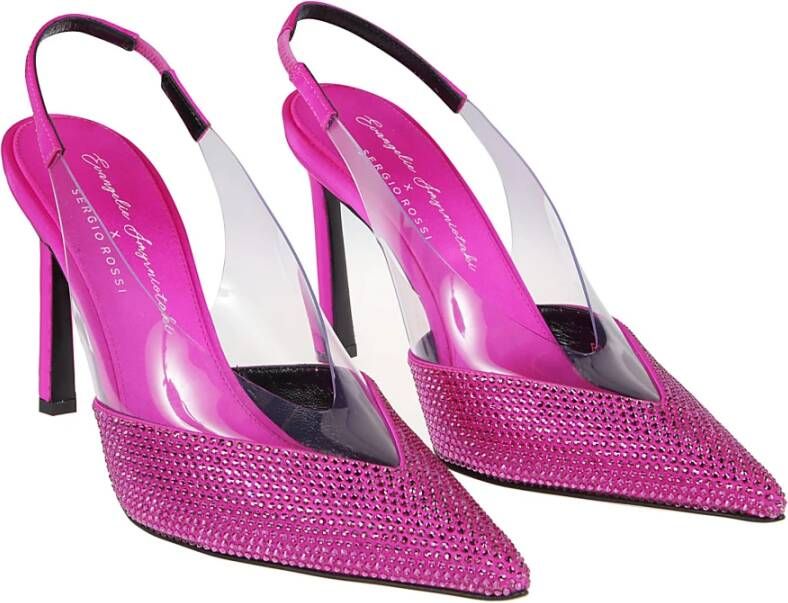 Sergio Rossi Evangelie Slingback Hoge Hak Sandalen Roze Dames