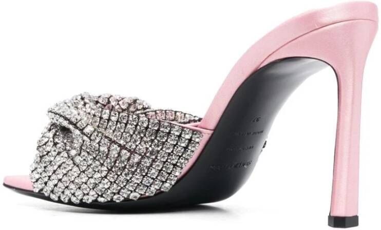 Sergio Rossi Rose Pink Crystal Mules Grijs Dames