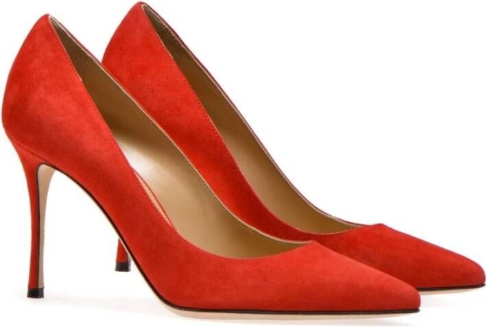 Sergio Rossi Rode Suède Pumps 8 cm Hakken Rood Dames